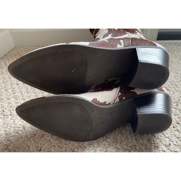 INC Womens Launa Cow Print Calf Hair Boots Brown White Cowgirl Western Chic 10M - Picture 7 of 16